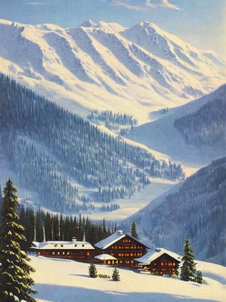 Pitztal, Austria Ski Resort Vintage Landscape 1 Skiing Poster