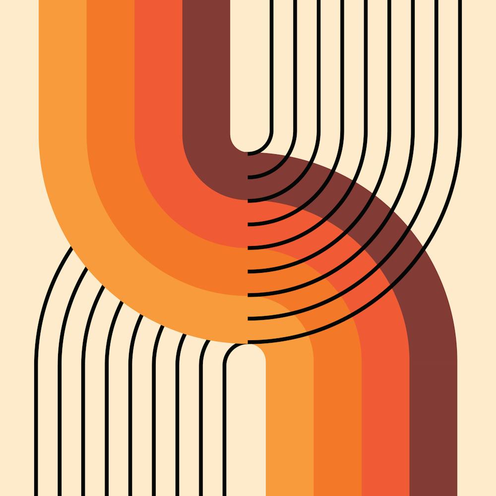 Midcentury Modern Geometric Rainbow Abstract I In Retro Theme 02