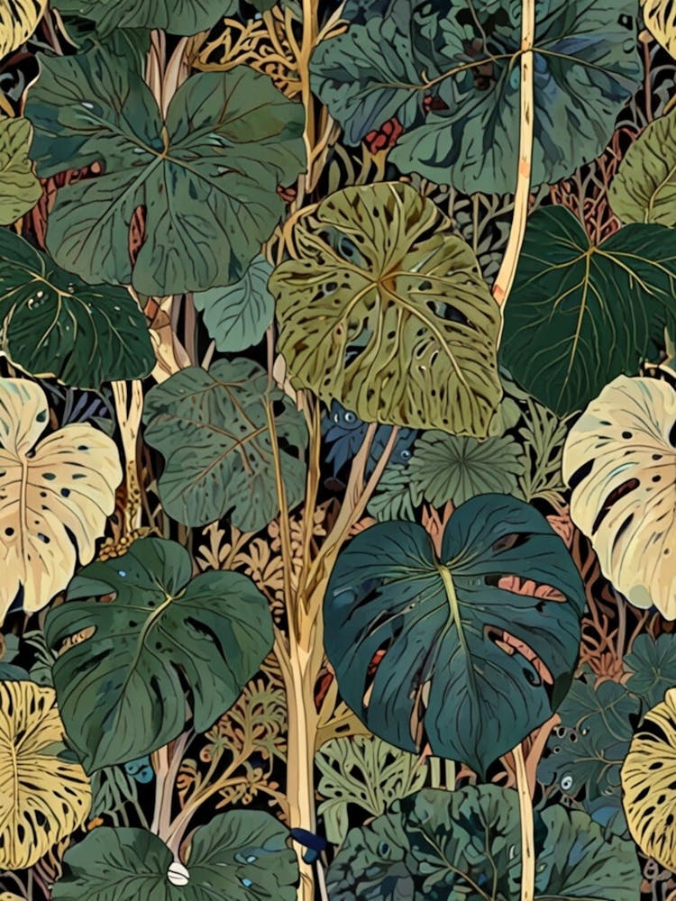 William Morris Tropical Leaves Wallpaper 1