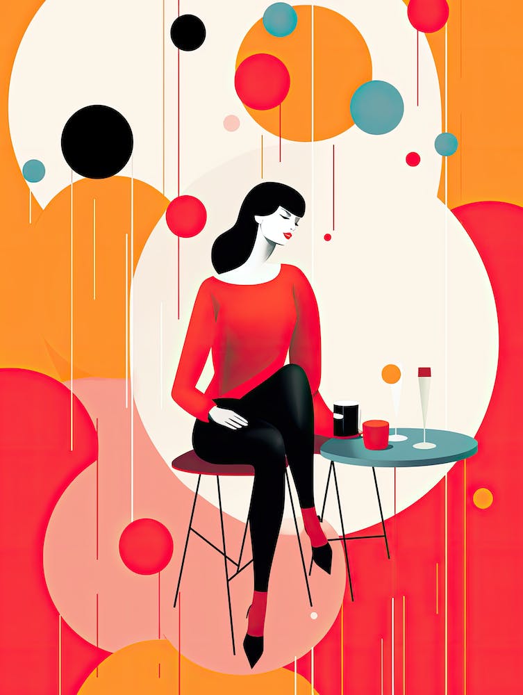 Woman Sitting At A Table, Abstract art