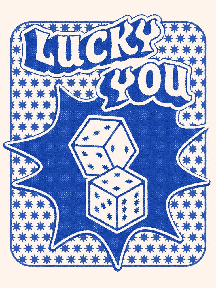 Lucky You Dice in Blue and 2White