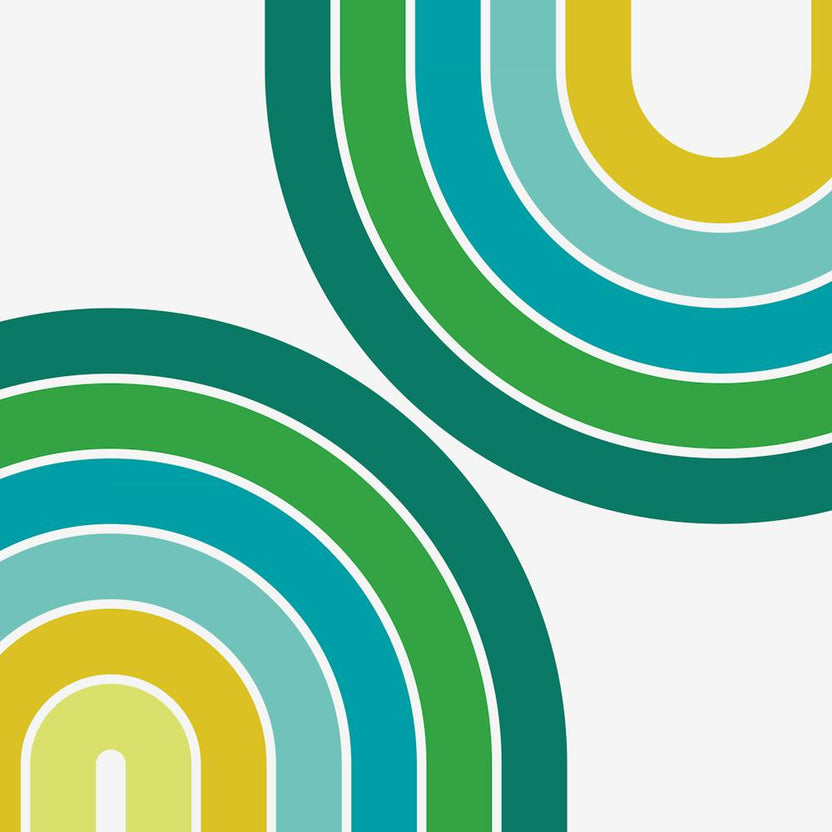 Midcentury Modern Geometric Rainbow Xiii In Greenery Gold 02