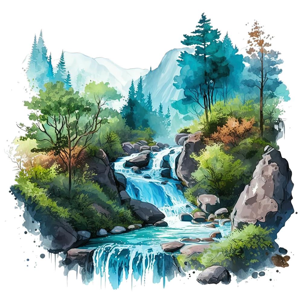 Watercolor Waterfall 3