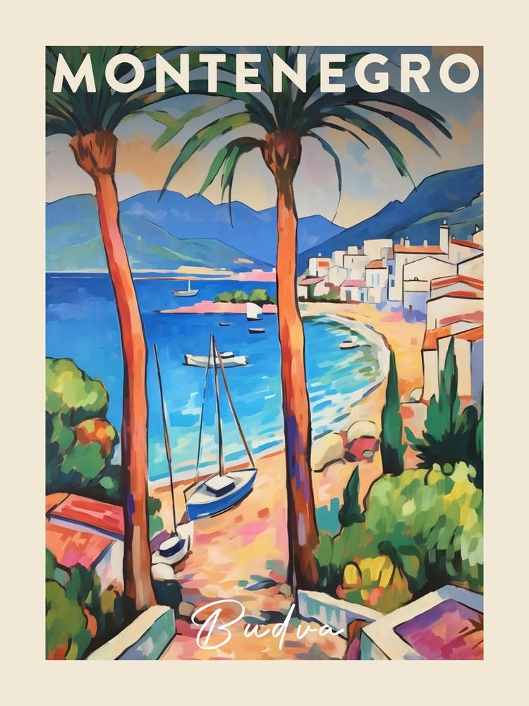 Budva Montenegro 2 Fauvist Painting  Travel Poster