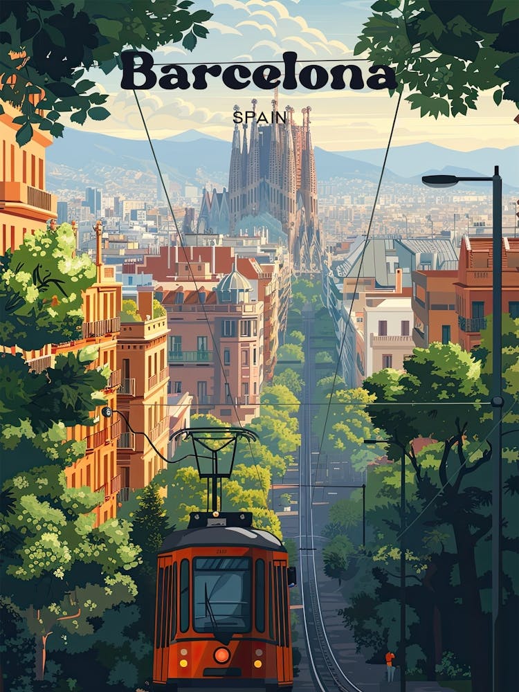 Barcelona Stadt-Kunstillustration