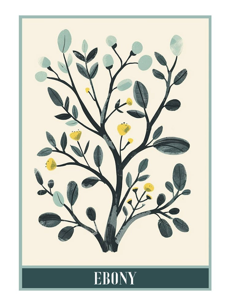 Ebony Tree Flat Illustration 1 Poster