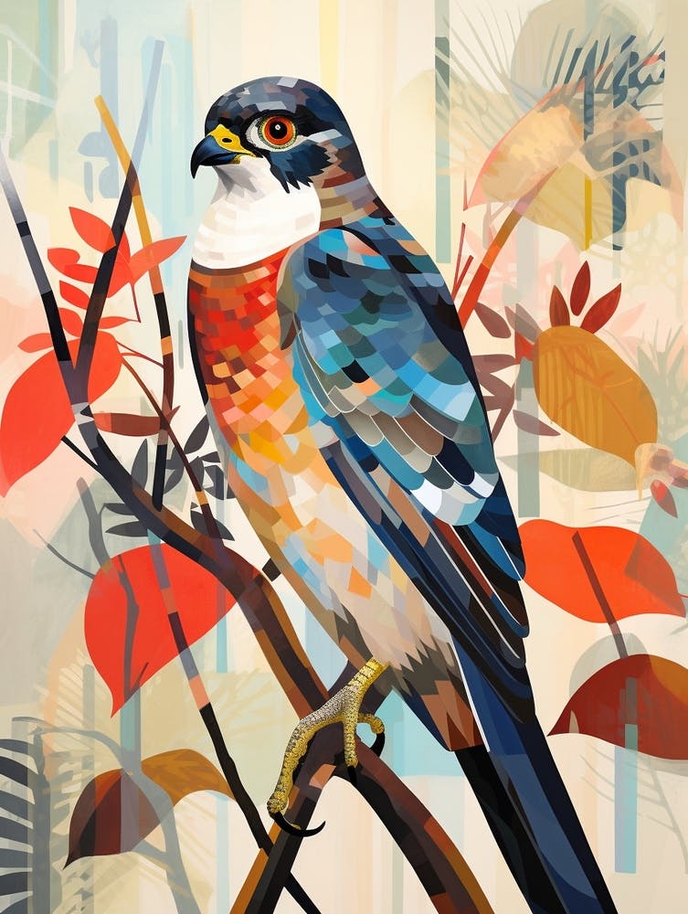 Bird Painting Collage Eurasian Sparrow 4