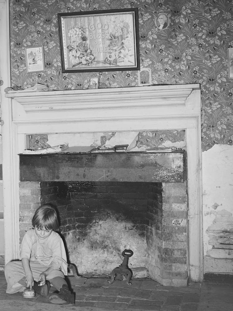 Fireplace In Farm Home Of Fsa (Farm Security Administration) Client Near Bradford, Vermont, Orange County By
