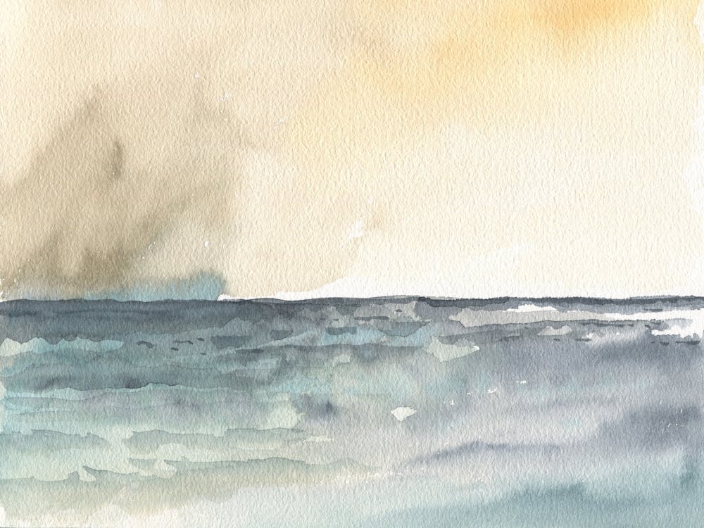 Watercolor Beach, Minimalist Abstract