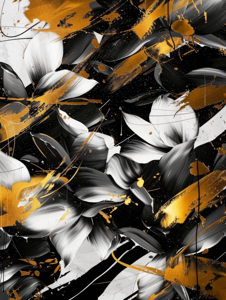 Gold And Black Abstract Painting 131