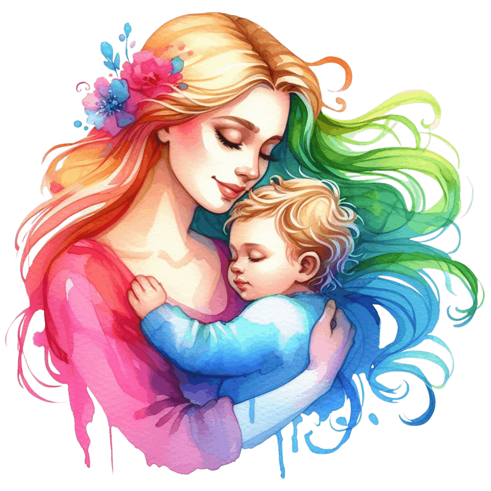 Mother And Child - Watercolor Mothers Day 2