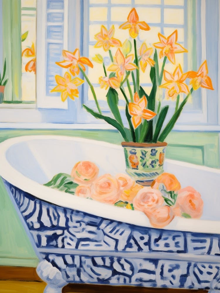 A Bathtube Full Of Daffodil In A Bathroom 4