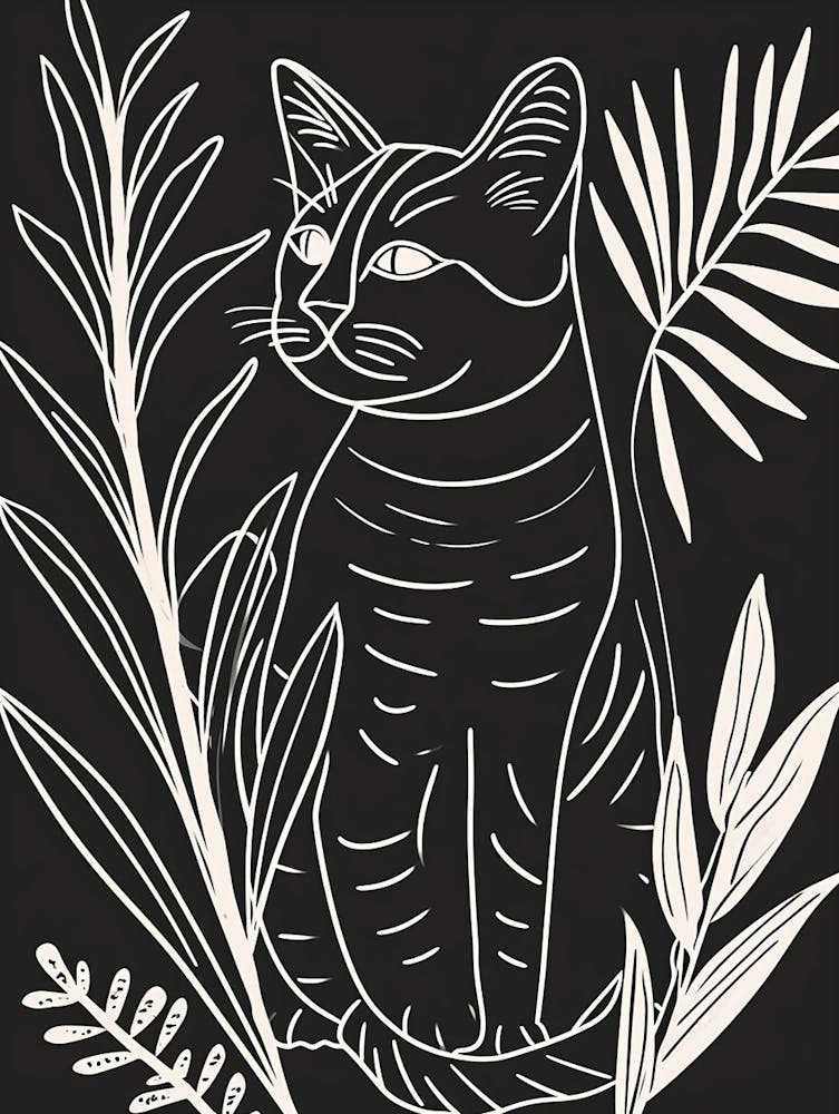 American Wirehair Cat Minimalist Illustration 1