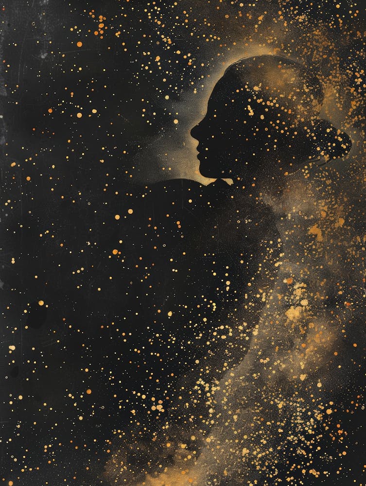 Silhouette einer Frau im Weltraum