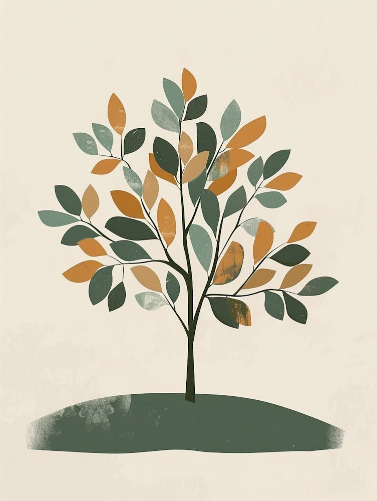 Chestnut Tree Minimal Japandi Illustration 1