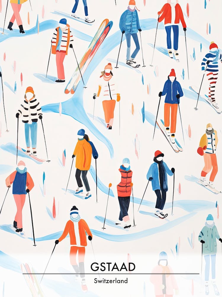 Gstaad   Switzerland, Ski Resort Poster Illustration 1