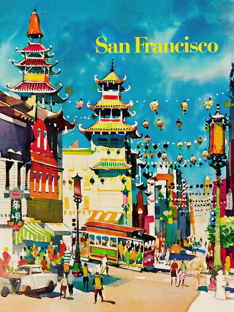 San Francisco Cityscape Vintage Travel Poster