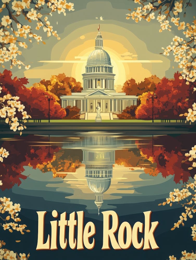 Aihrgdesign Ein Vintage Reiseposter von Little Rock mit 1