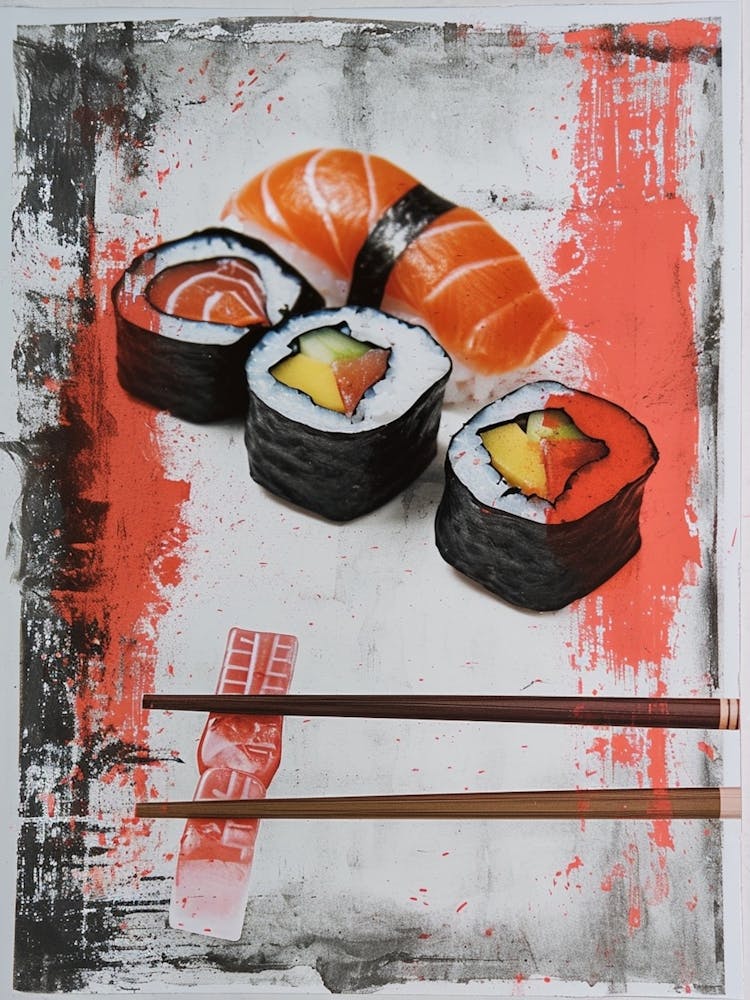 Sushi Mixed Media Collage 4