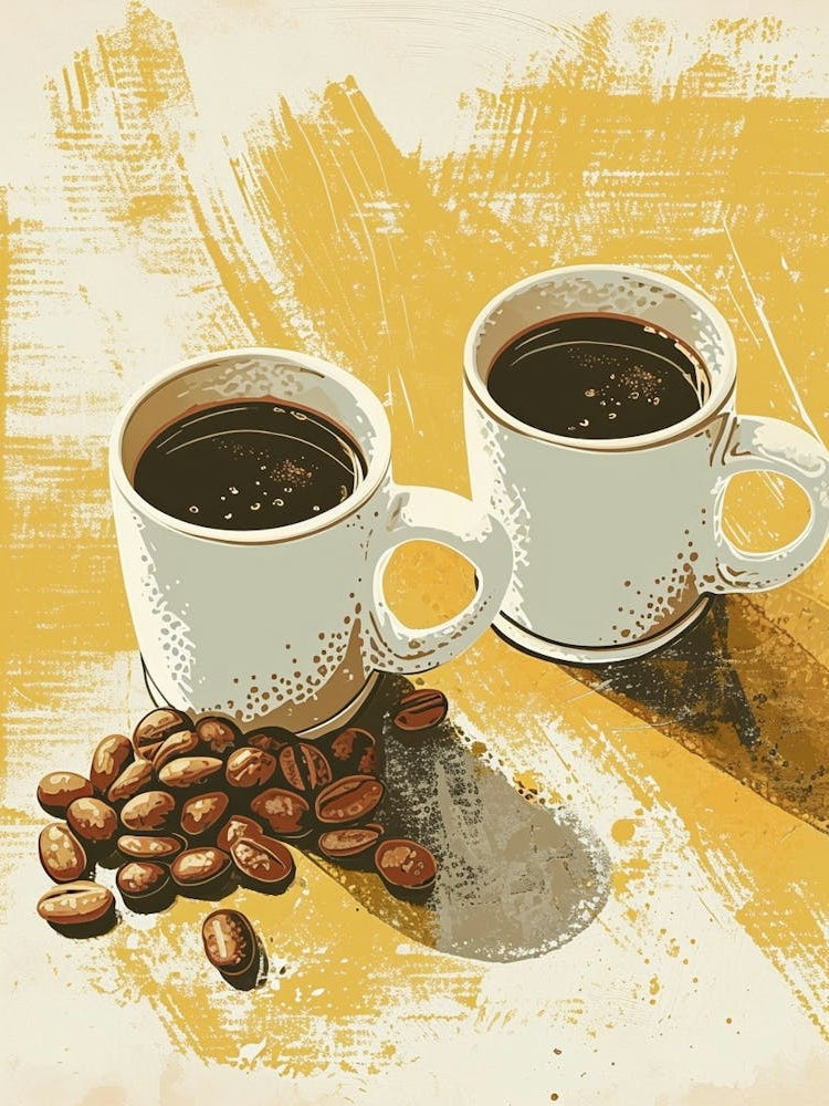 Coffee & Coffee Beans Minimalist Illustration 2