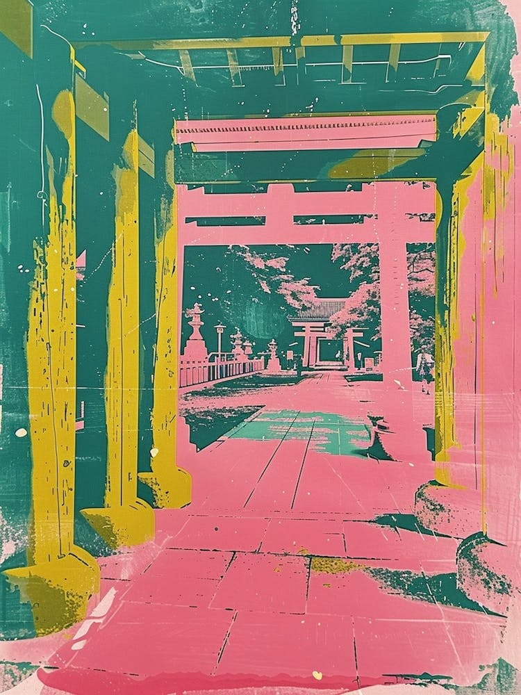 Fushimi Inari Taisha Duotone Silkscreen 1