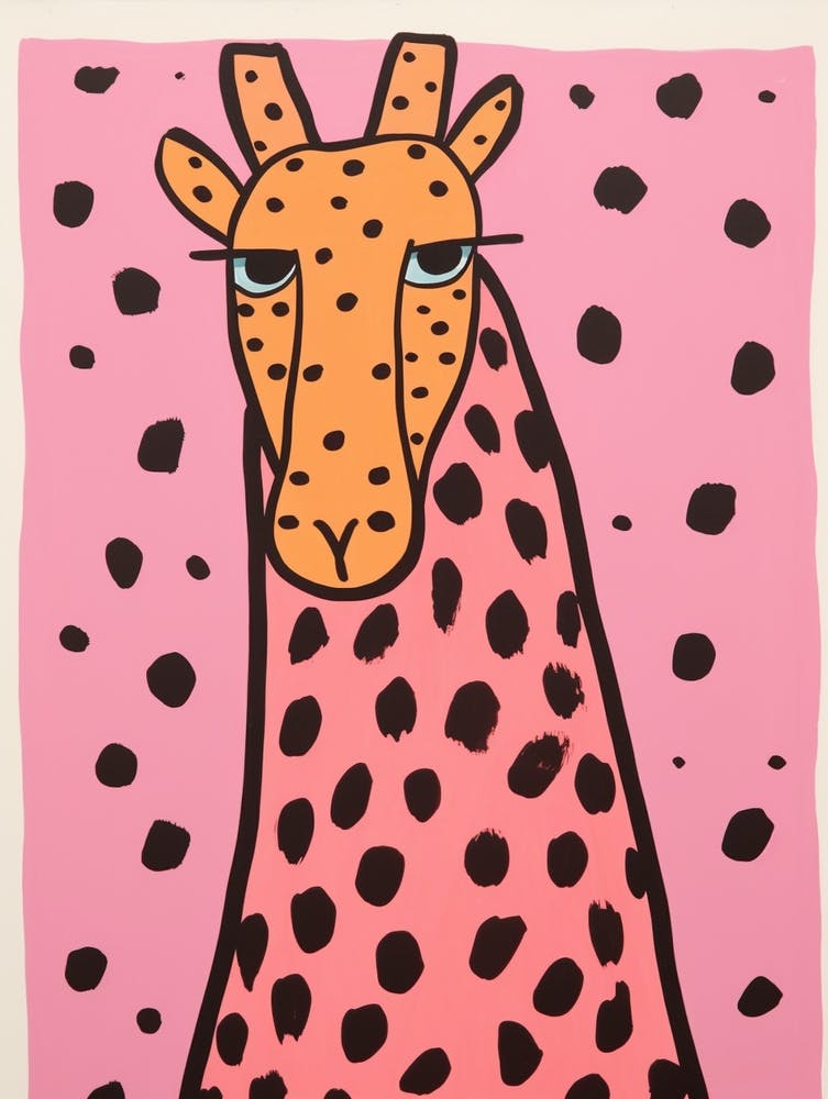 Pink Polka Dot Giraffe 1