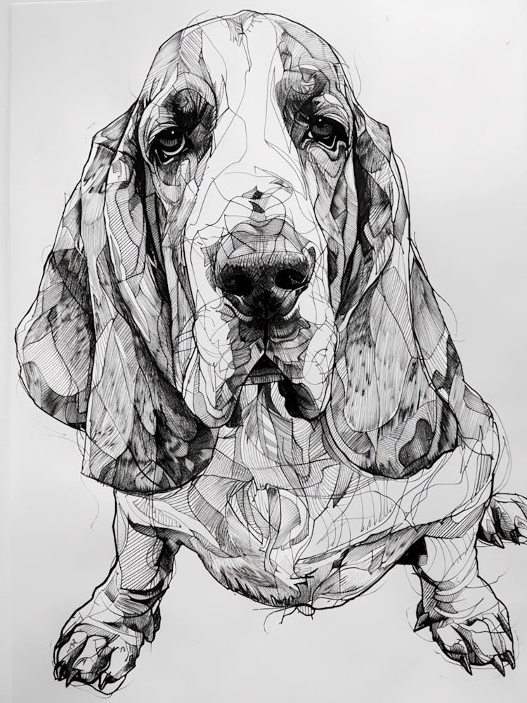 Basset Hound Line Sketch 4