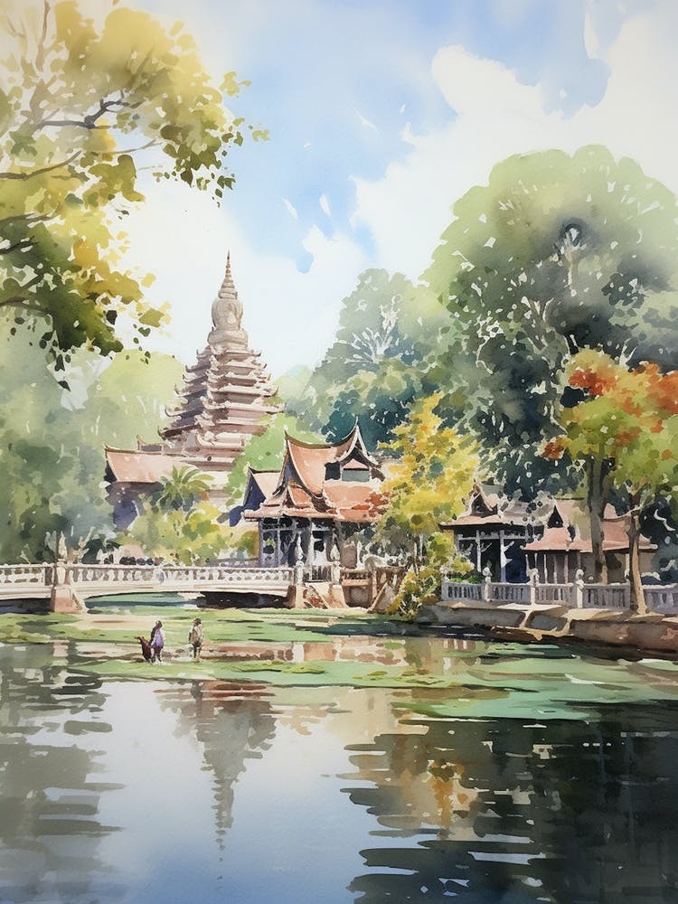 Suan Nong Nooch Garden Thailand Watercolour 5