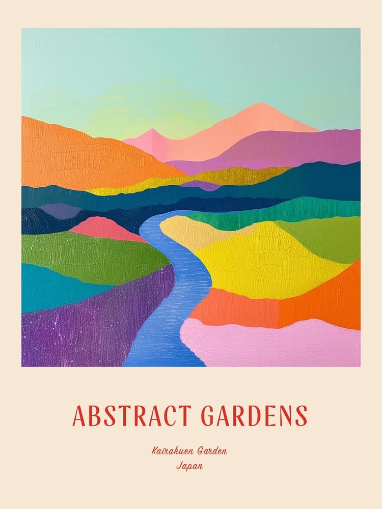 Jardins Colorés Kairakuen Japon 3 Affiche Rouge