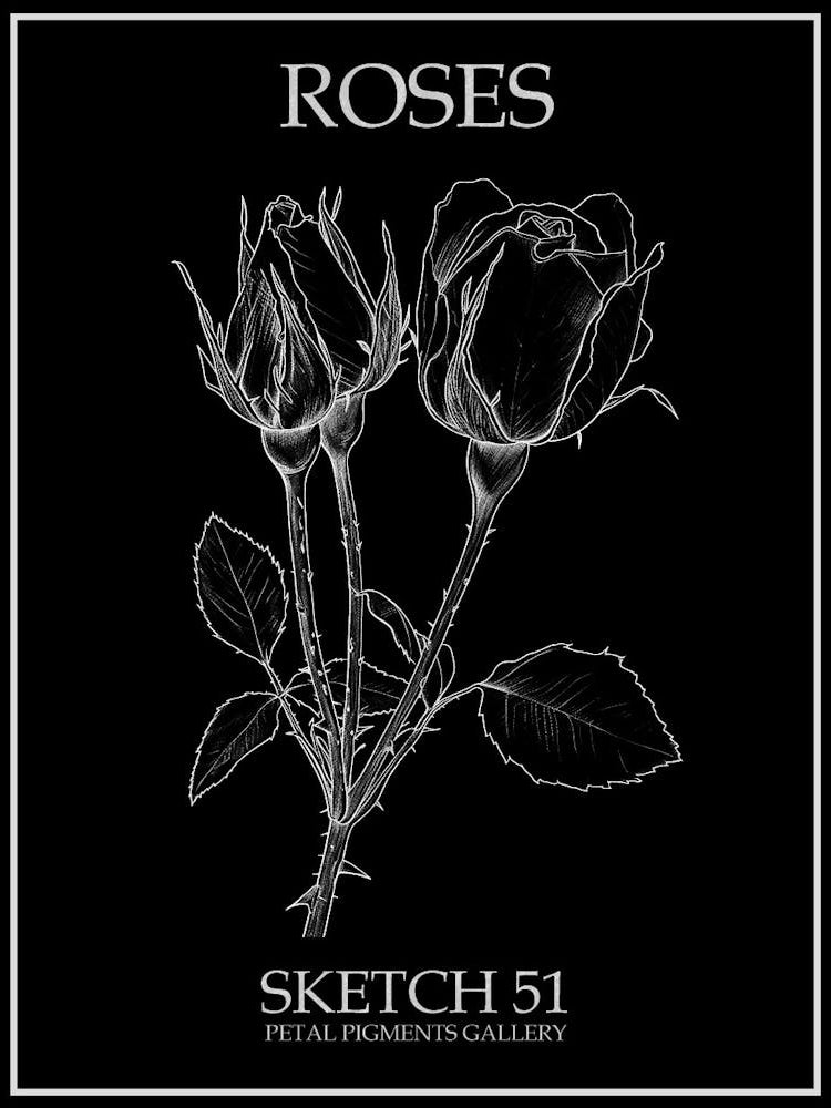 Roses Sketch 51 Poster Inverted