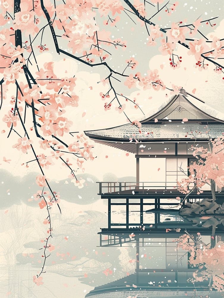 Kyoto Japan 9 Retro Illustration