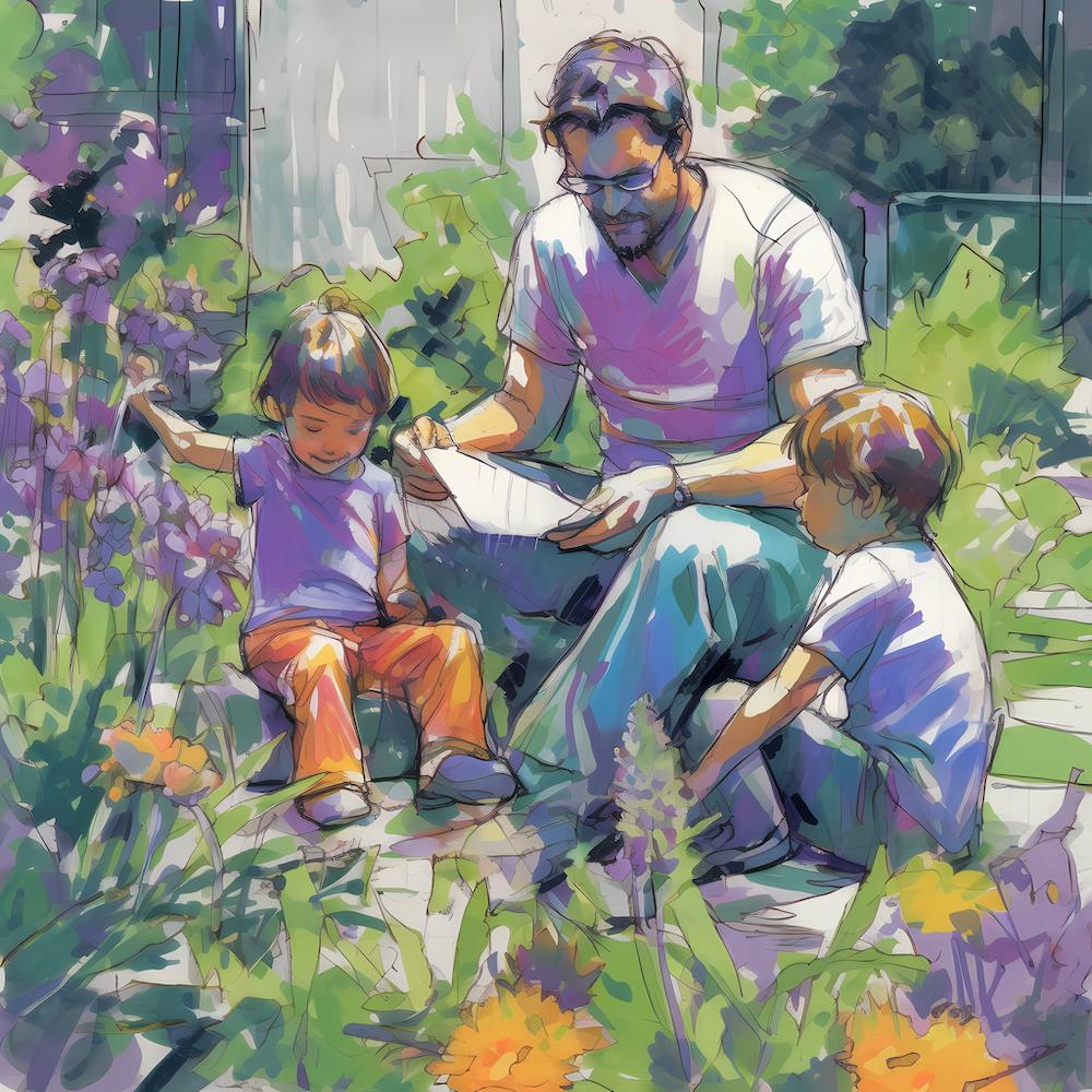 Dad and Kids in the Summer