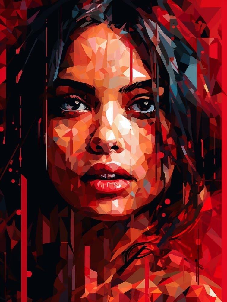 Digital Pixelation Abstract Geometry Lady 6