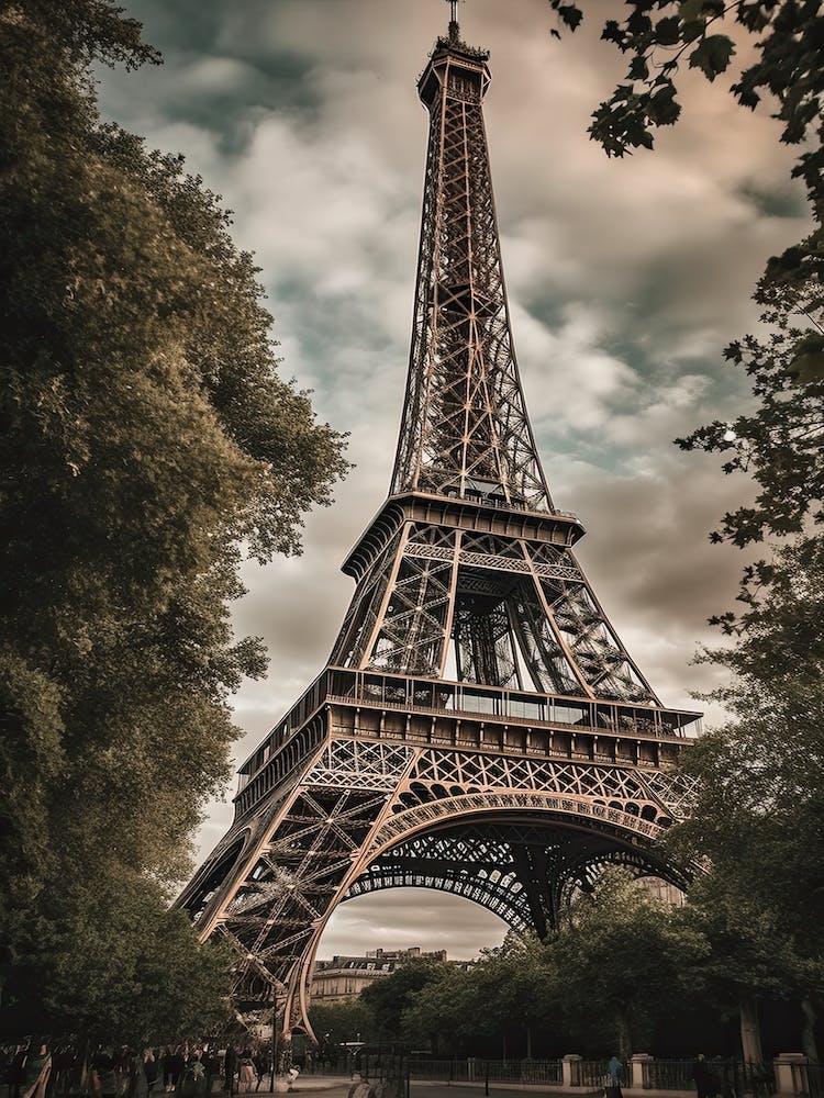 Eiffel Tower Paris France Oil Painting Style 15