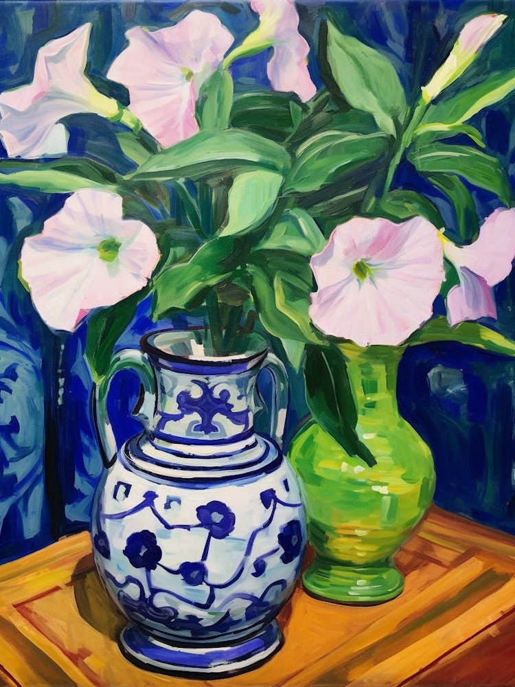 Flowers In A Vase Still Life Painting Periwinkle 1