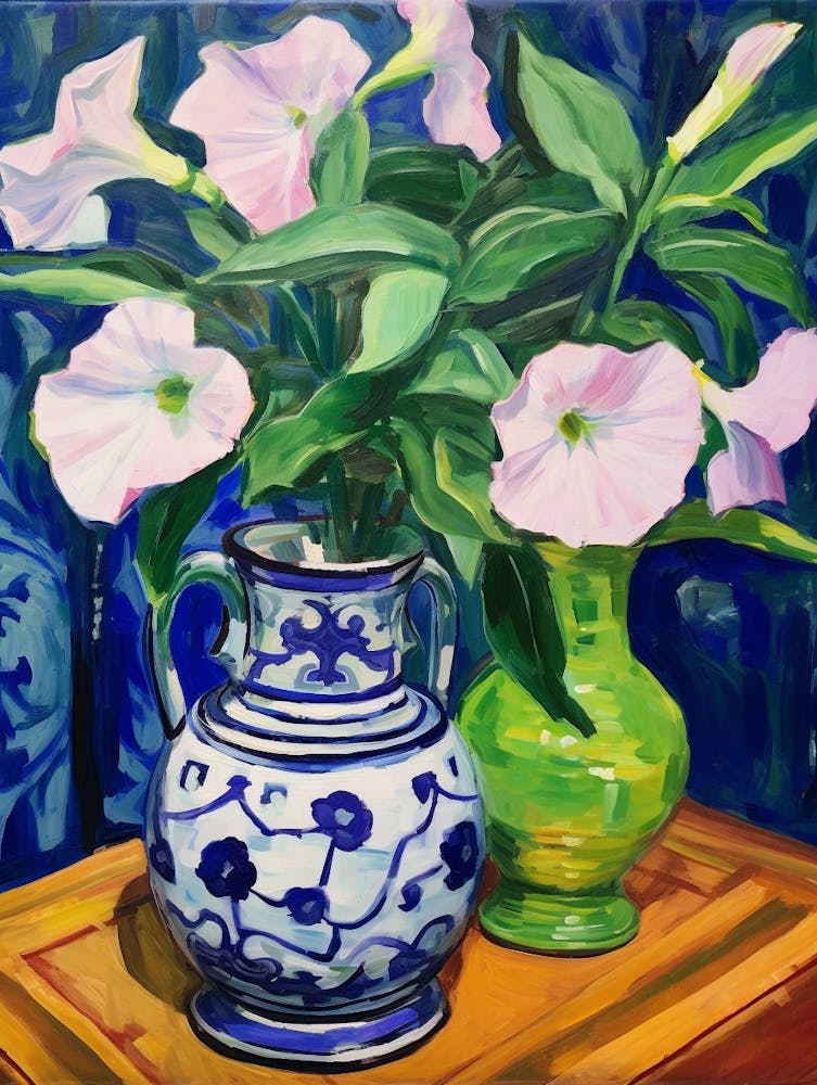 Flowers In A Vase Still Life Painting Periwinkle 1