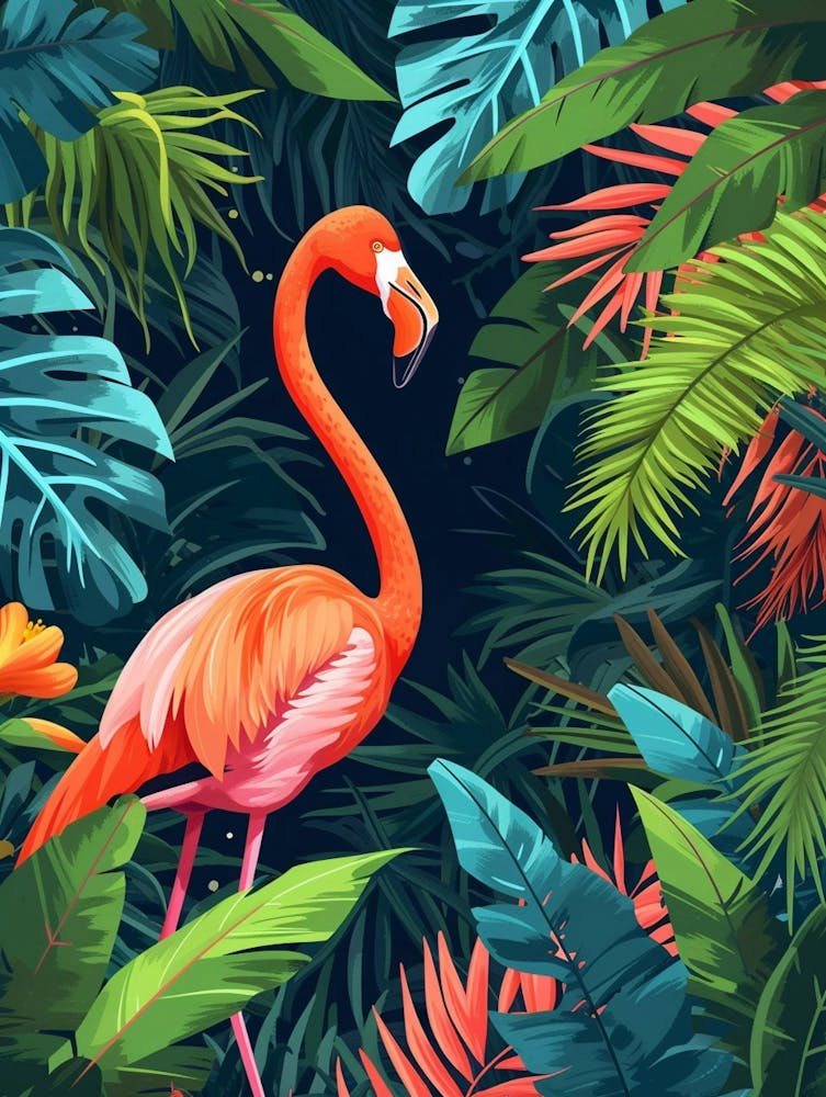 Greater Flamingo Kenya Tropical Illustration 6