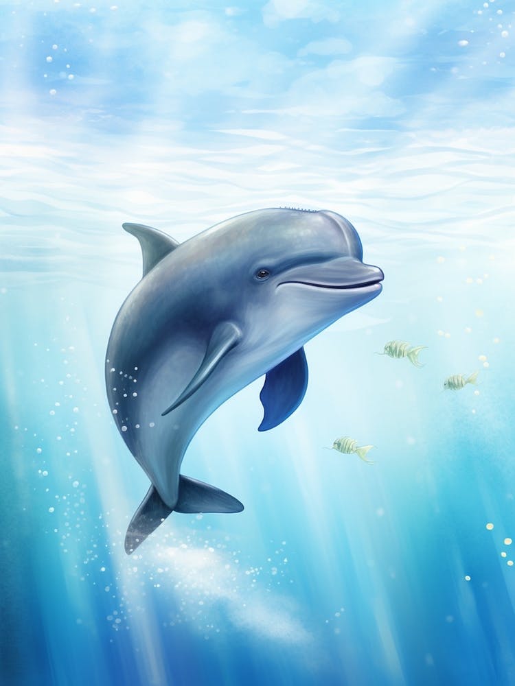 Dolphin In Ocean Realistic Illustration3