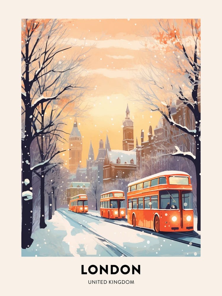 Winter Night  Travel Poster London United Kingdom 4