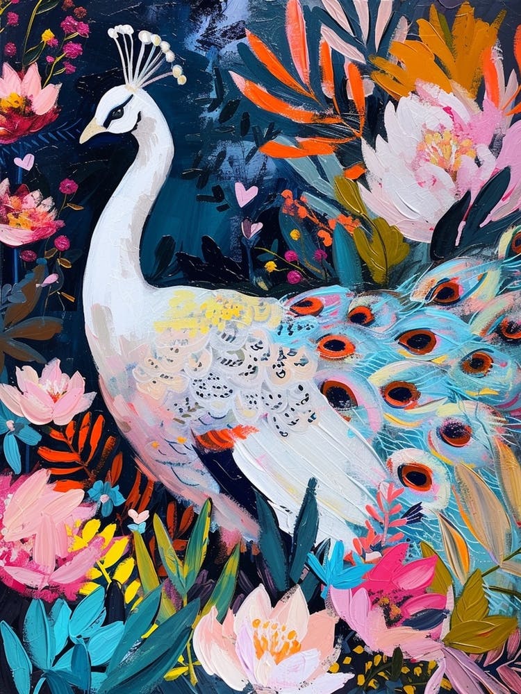 White Peacock Painting 3