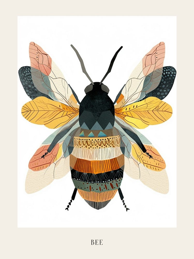 Colourful Insect Illustration Bee 17 Poster