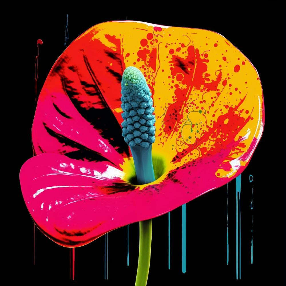 Andy Warhol Style Pop Art Flowers Flamingo Flower 1 Square