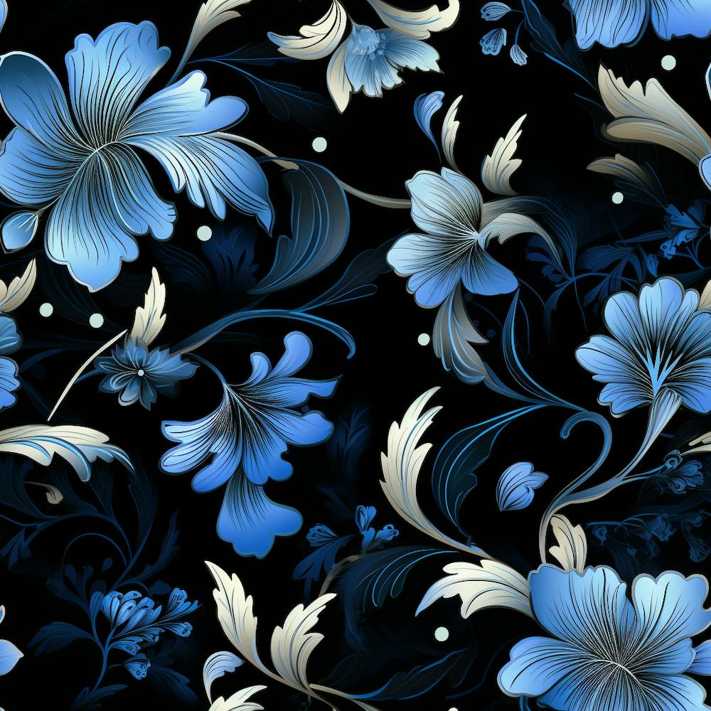 Gothic inspired shades of blue and black floral