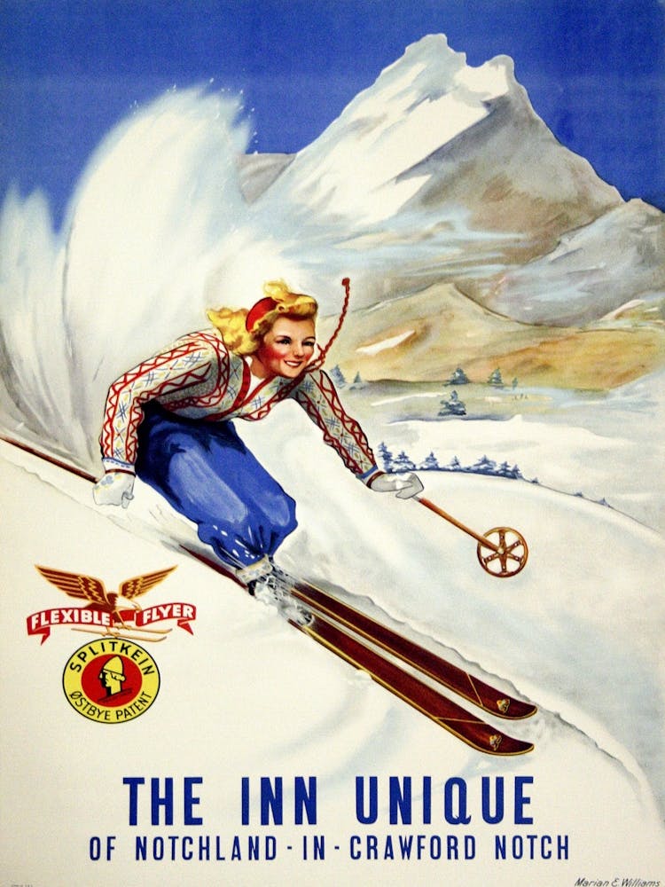 The Inn Unique, Notchland, Crawford Notch Skiing Poster
