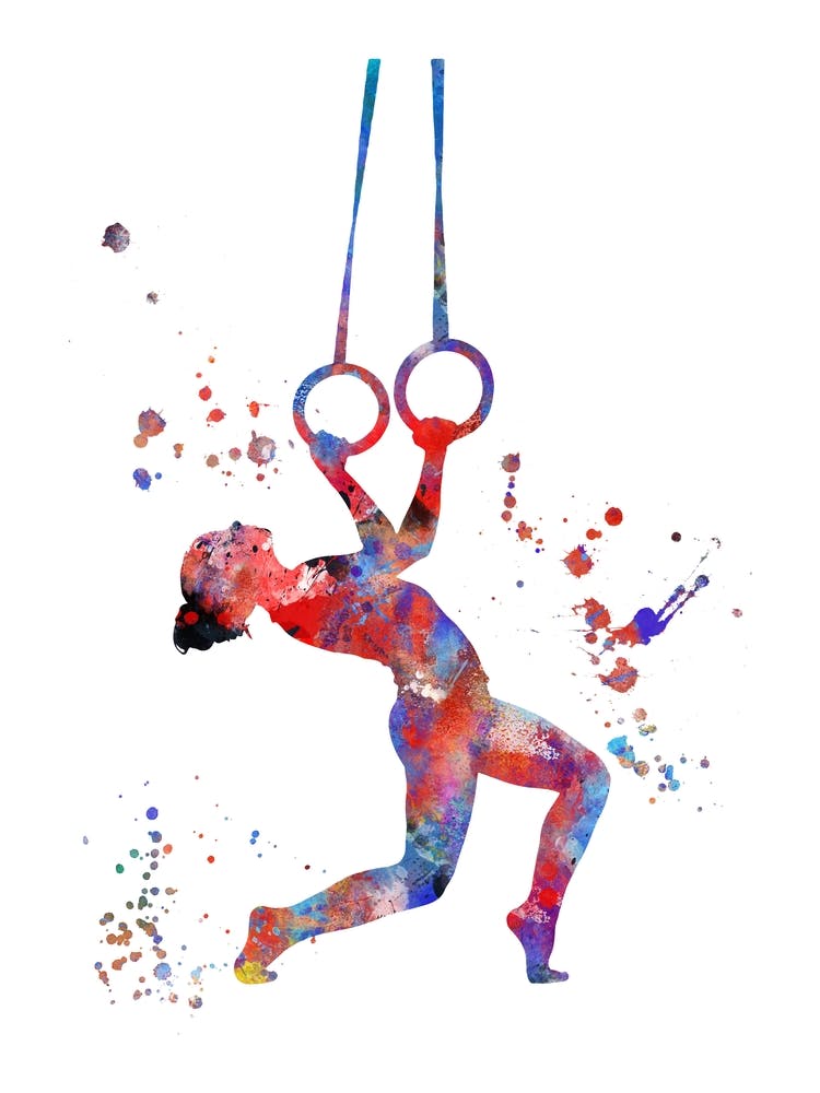 Gymnast With Rings Watercolor Painting