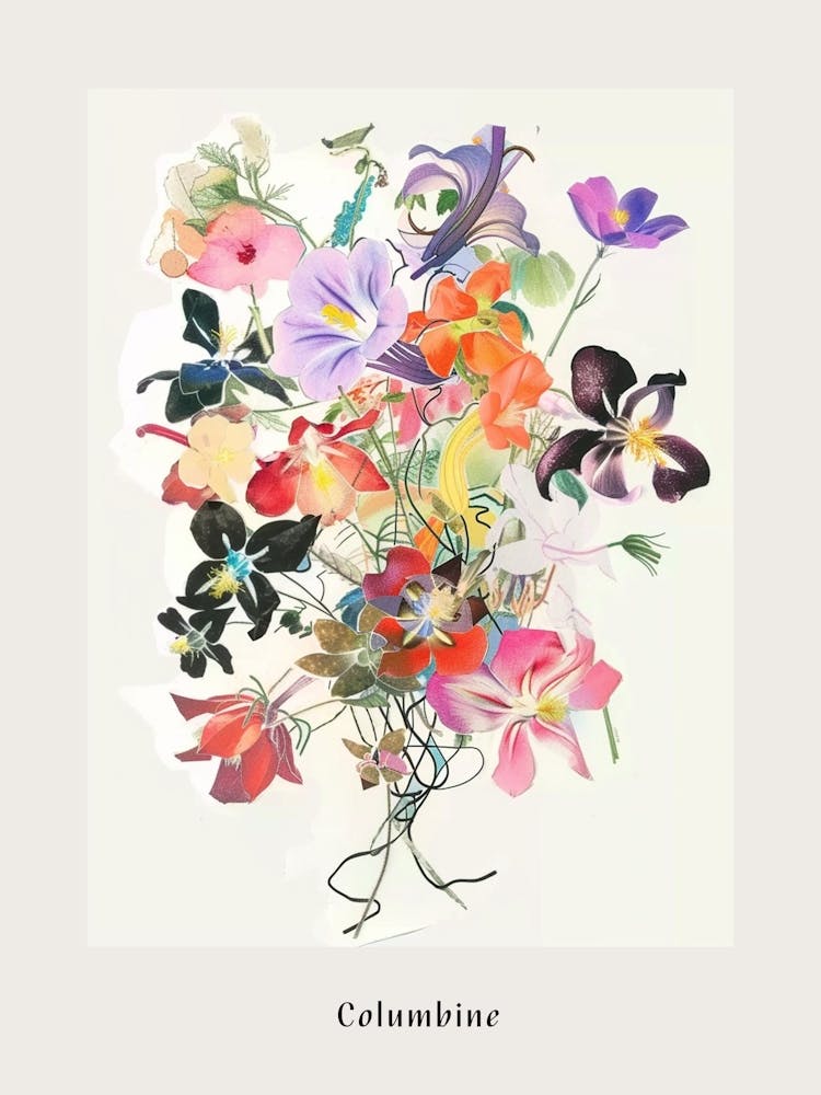 Columbine 1 Collage Flower Bouquet Poster