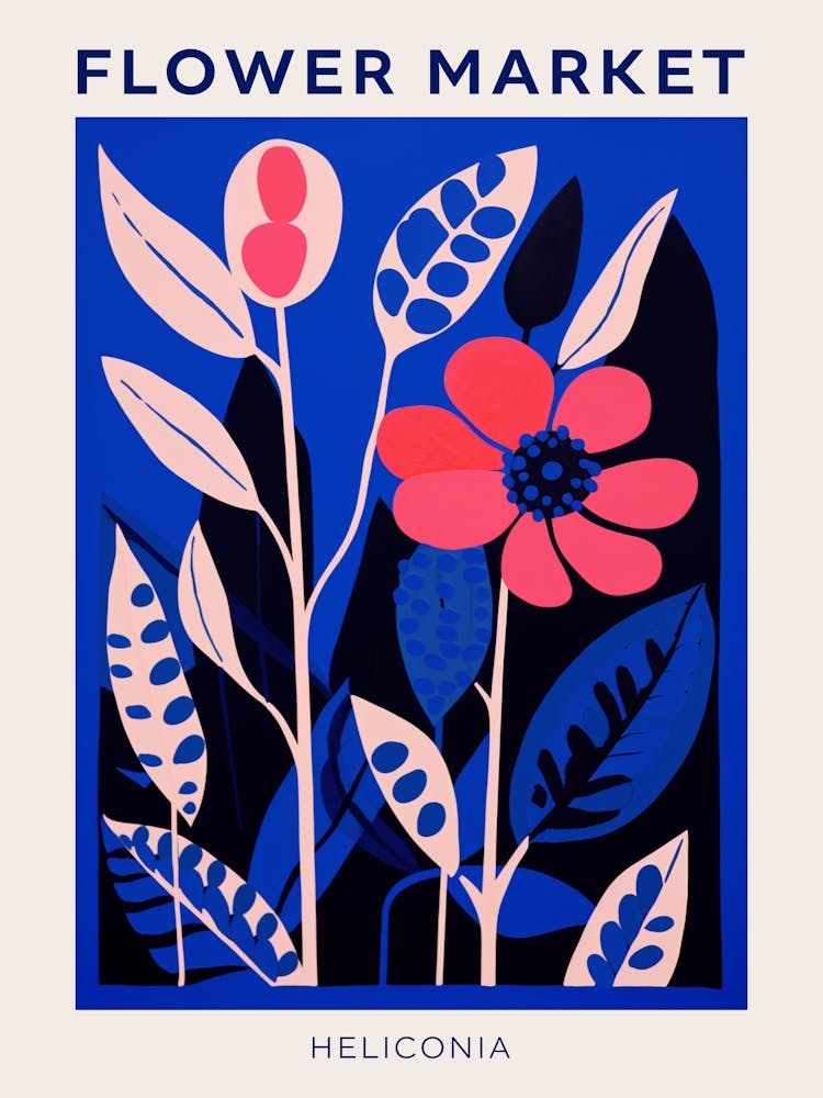 Blaues Blumenmarkt Poster Heliconia 1