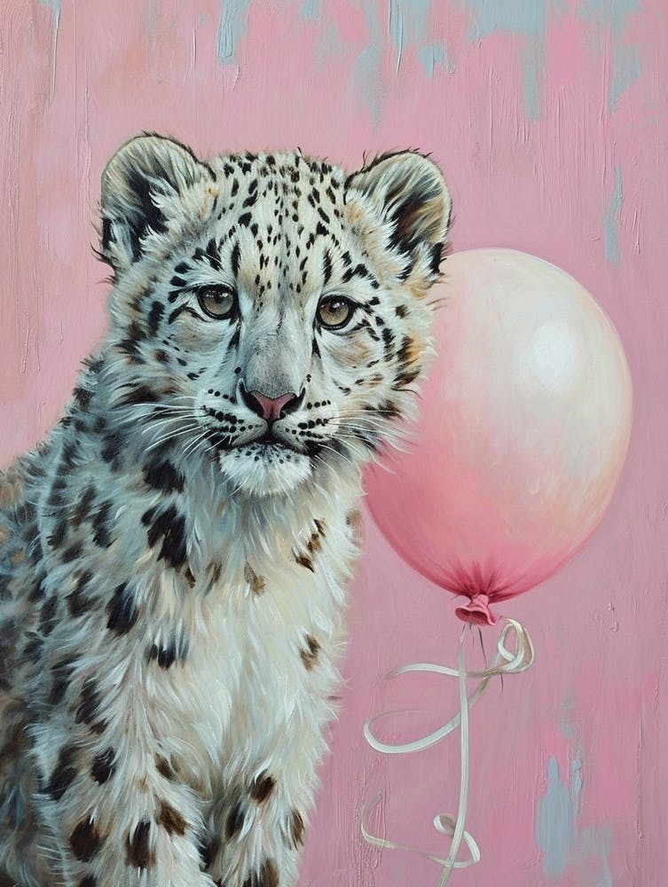 Cute Snow Leopard 1 With Balloon