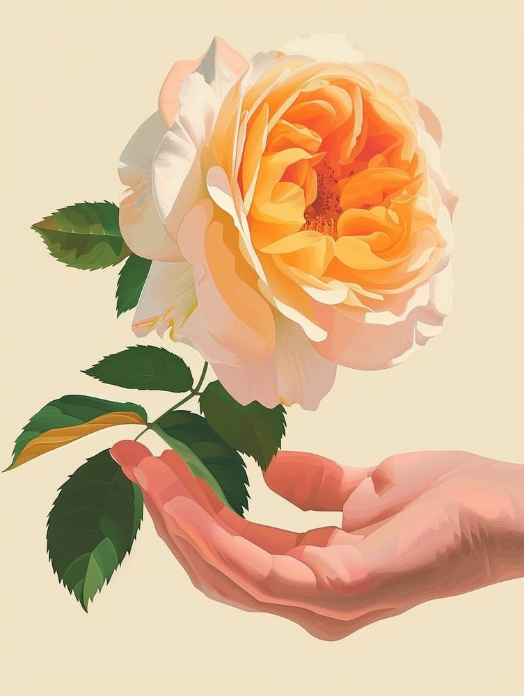 English Roses Painting Rose In A Hand 3