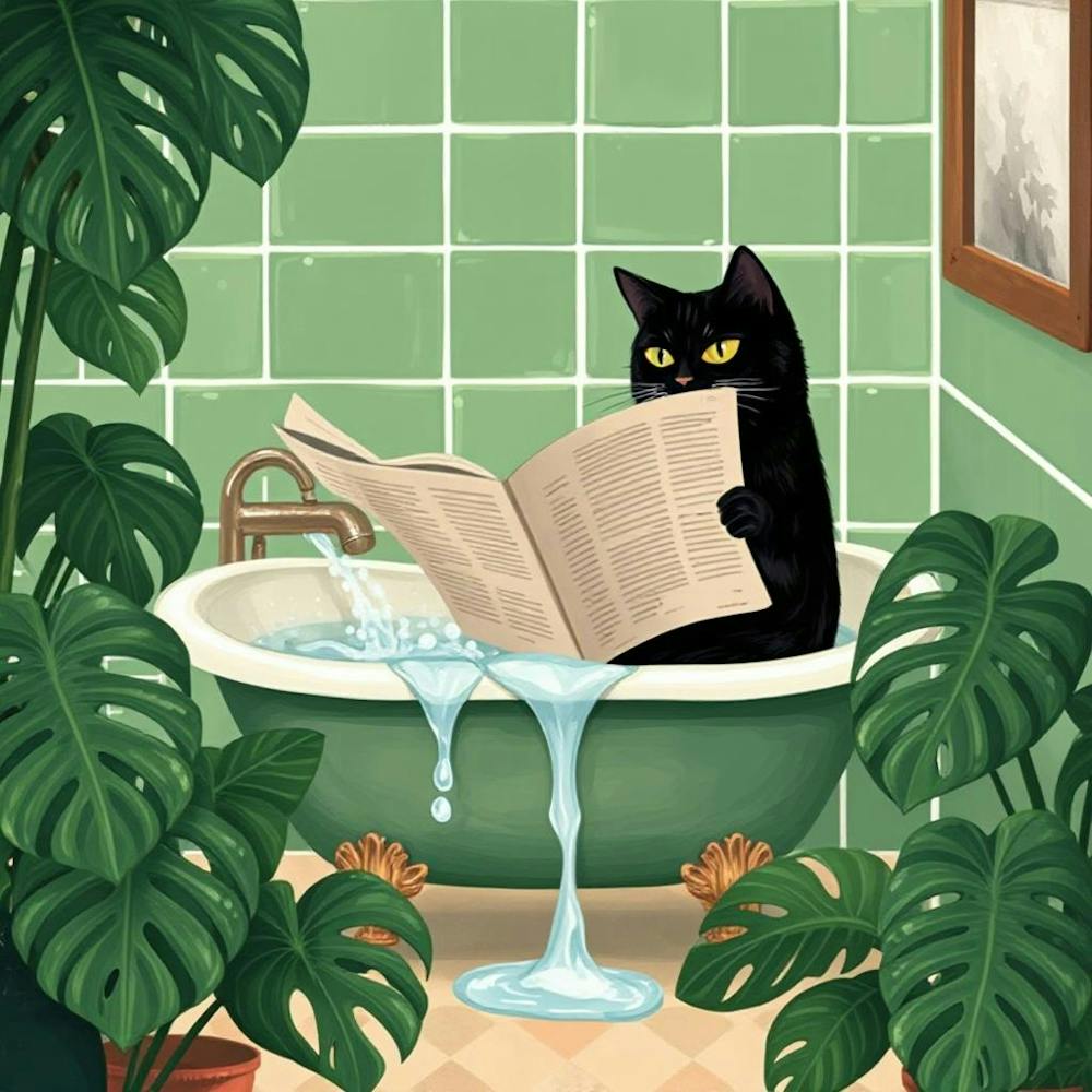 Cat Reading A Newspaper 6
